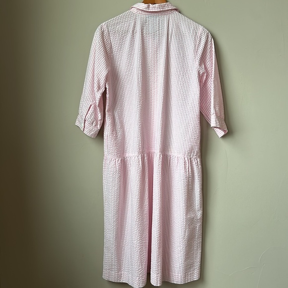 THE TOG SHOP 3/4 sleeve, drop waist, button front, pink seersucker dress size XL - Picture 6 of 6